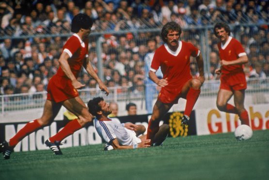 A fine leader? Graeme Souness on the ball for Liverpool where he won three European Cups and five league titles.