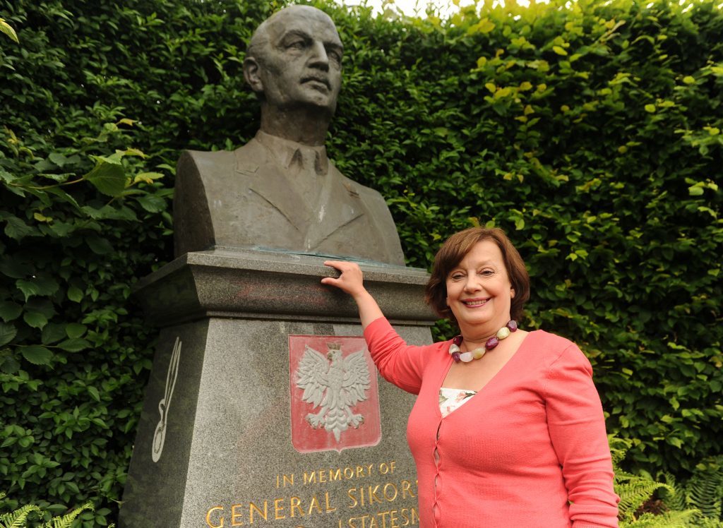 Violeta Ilendo, chairman of the Fife Polish Education Trust at the General Sikorski statue in Kinburn Park, St Andrews