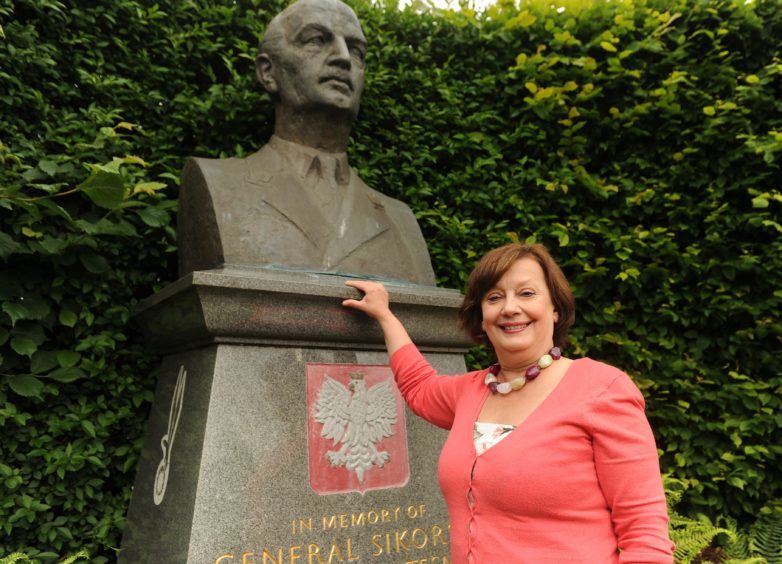 Polish-raised Violeta Ilendo at the General Sikorski statue in Kinburn Park, St Andrews, in 2017.