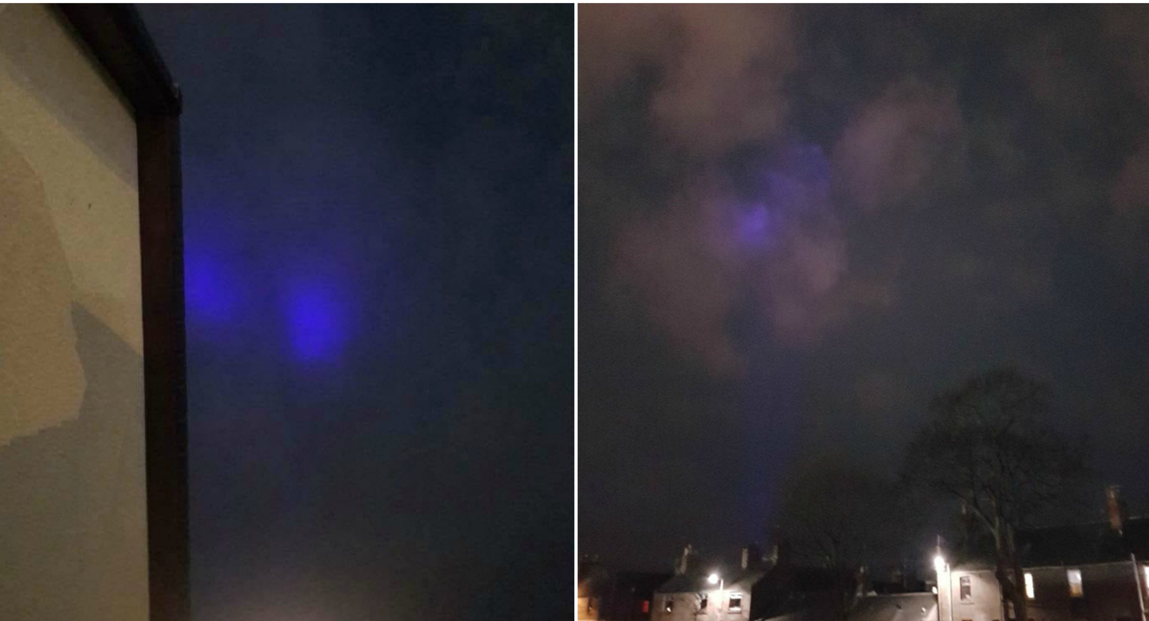 Photographs of the blue lights spotted in the sky between Dundee and Aberdeen on Tuesday evening.