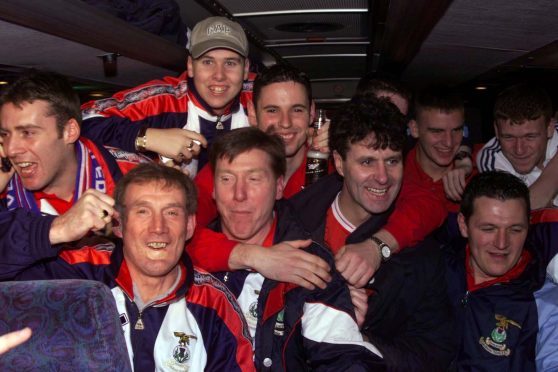The Inverness players enjoyed their bus trip home from Celtic Park.