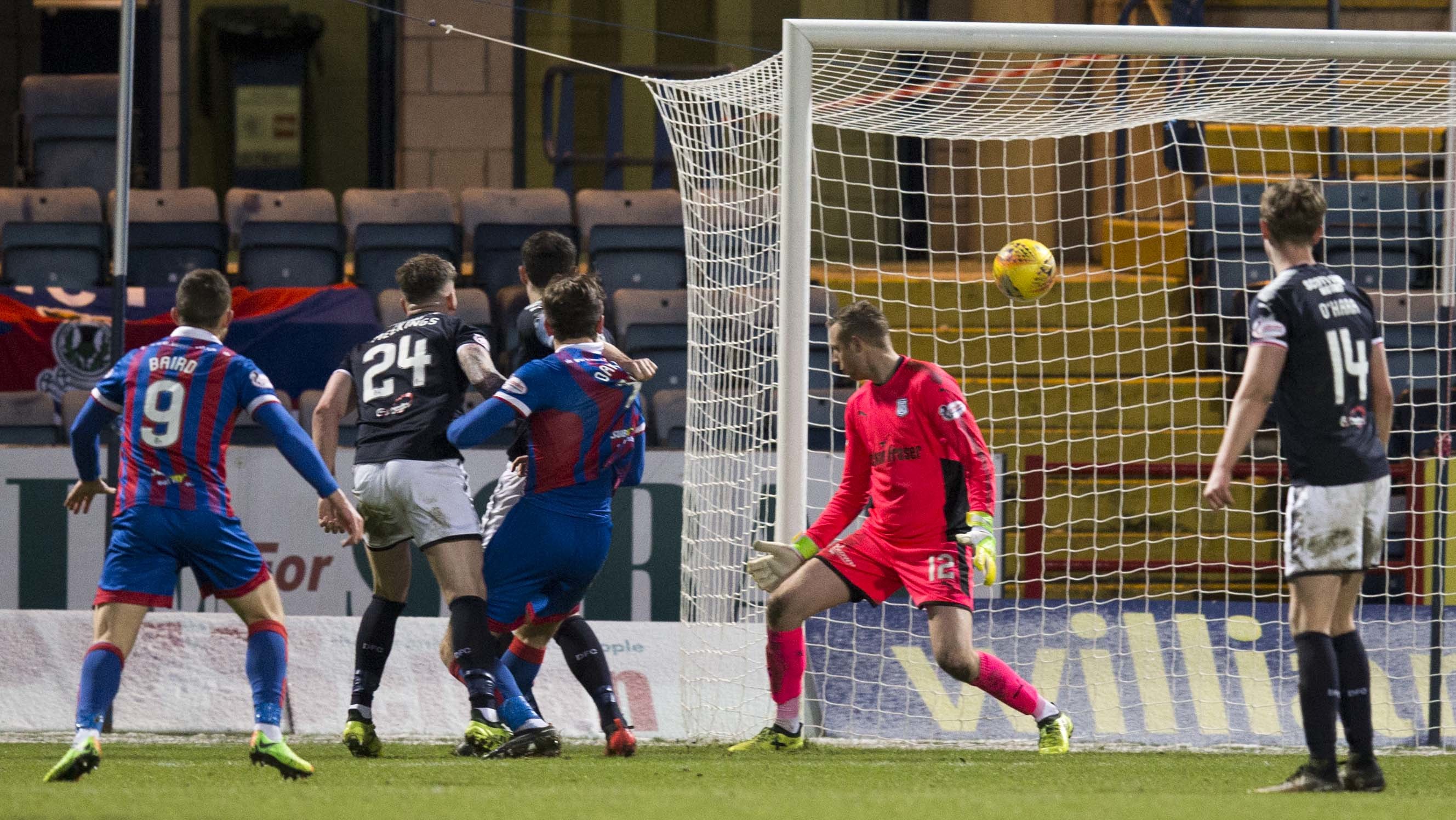 The fan died after initially being treated during Dundee FC's match against Inverness Caledonian Thistle.