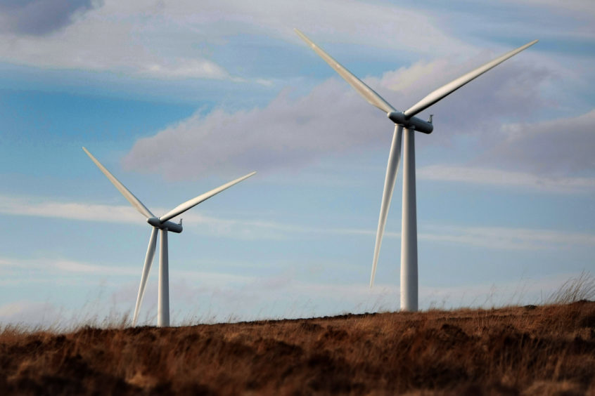 Wind turbines on Scottish hillside