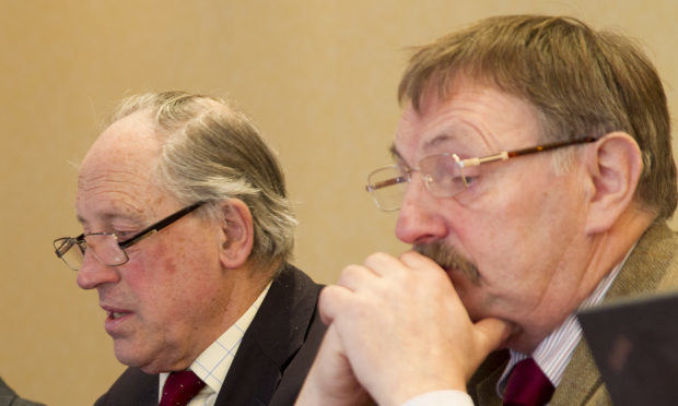 Finance convener Angus Macmillan Douglas, left, and council leader Bob Myles at the budget briefing.