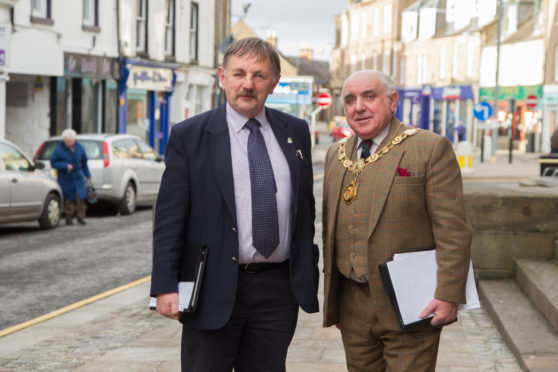 Council leader Bob Myles with Provost Ronnie Proctor