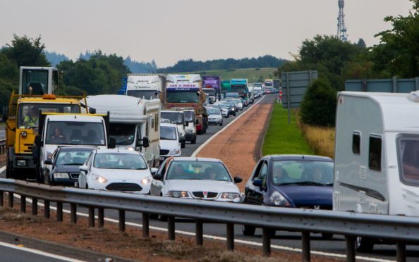 queues of traffic approaching Broxden rundabout