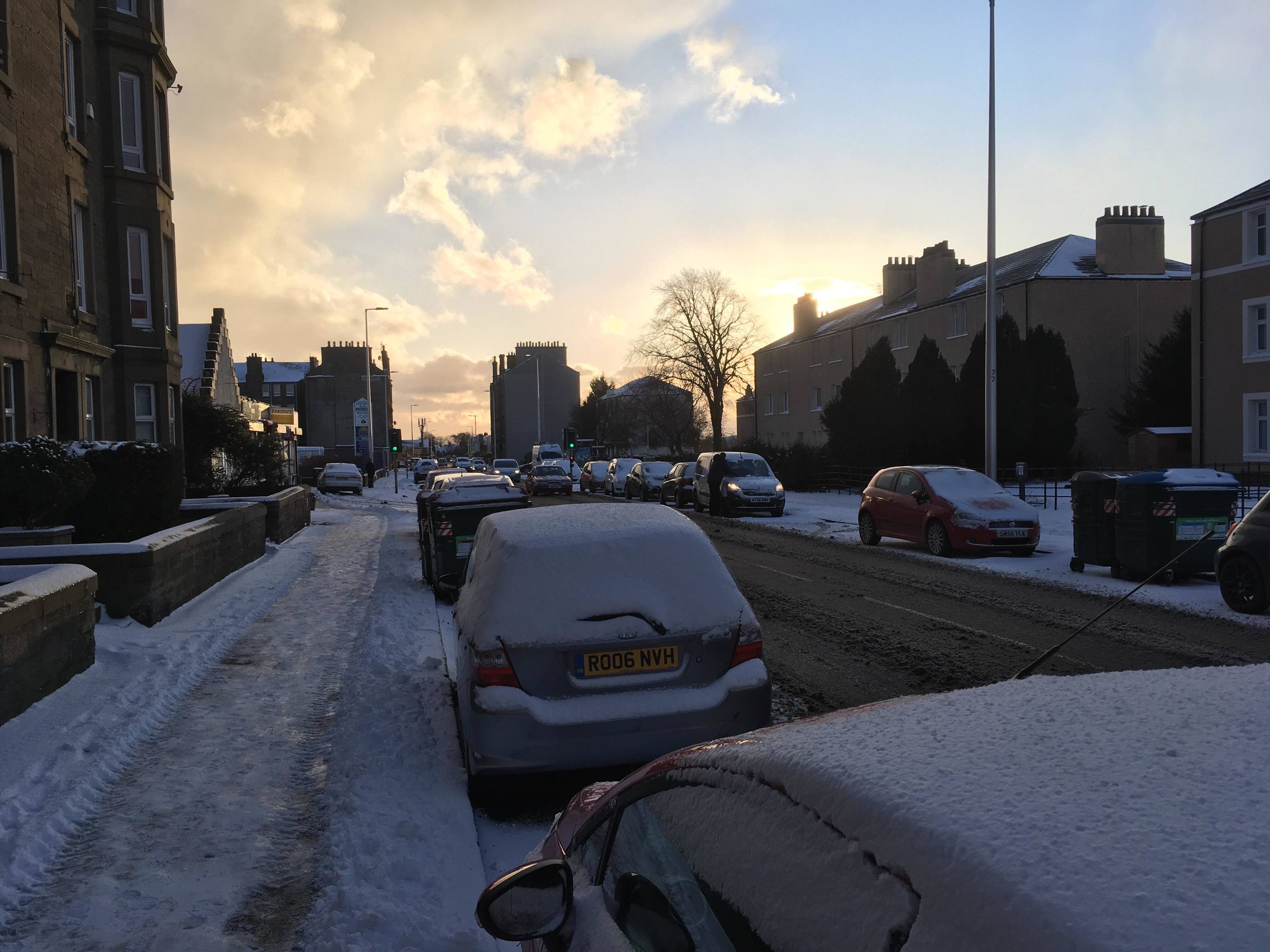 Snow on Clepington Road, Dundee on Wednesday morning.