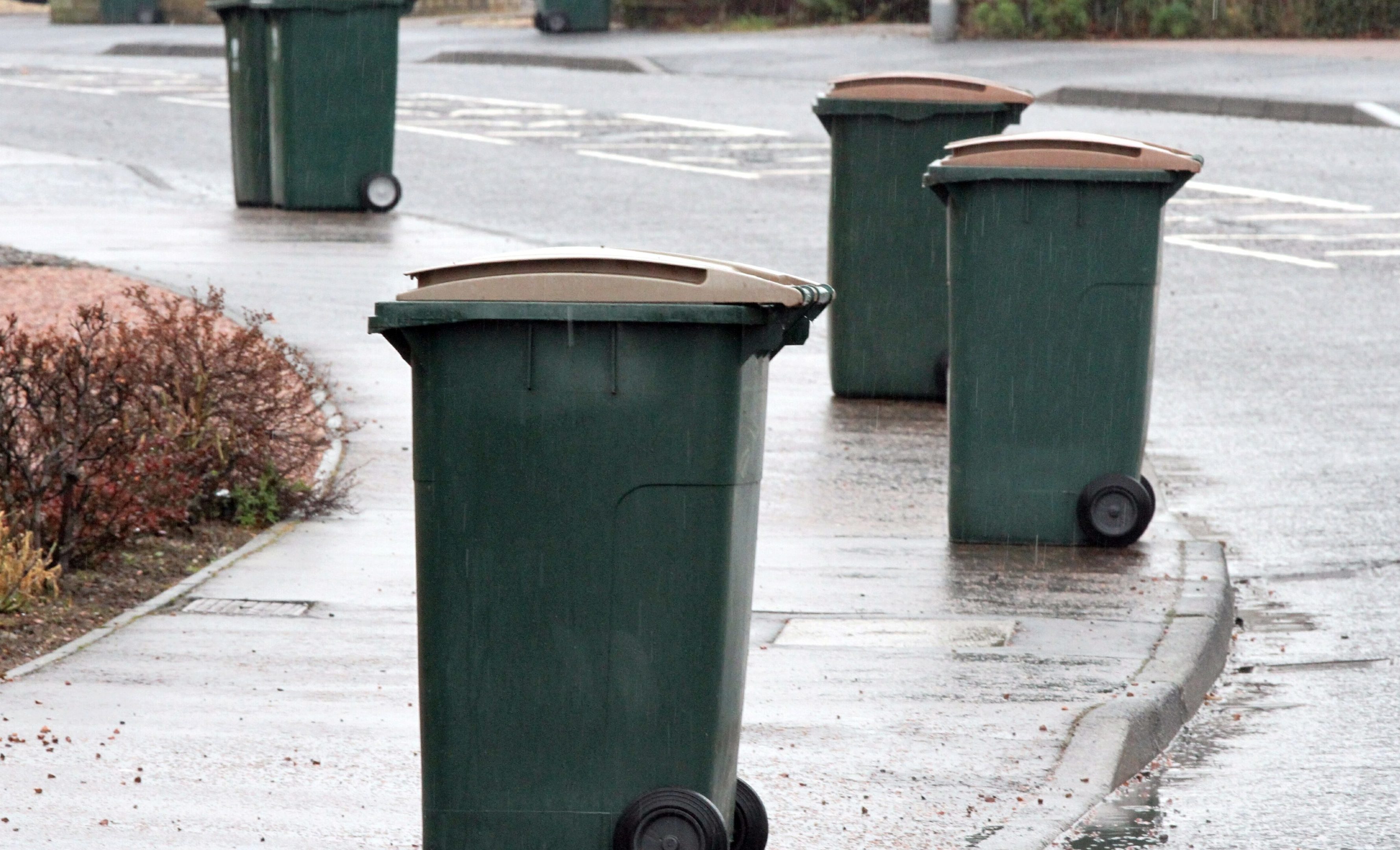 Brown, blue and green bins are at every home in Perth. Image: DC Thomson.