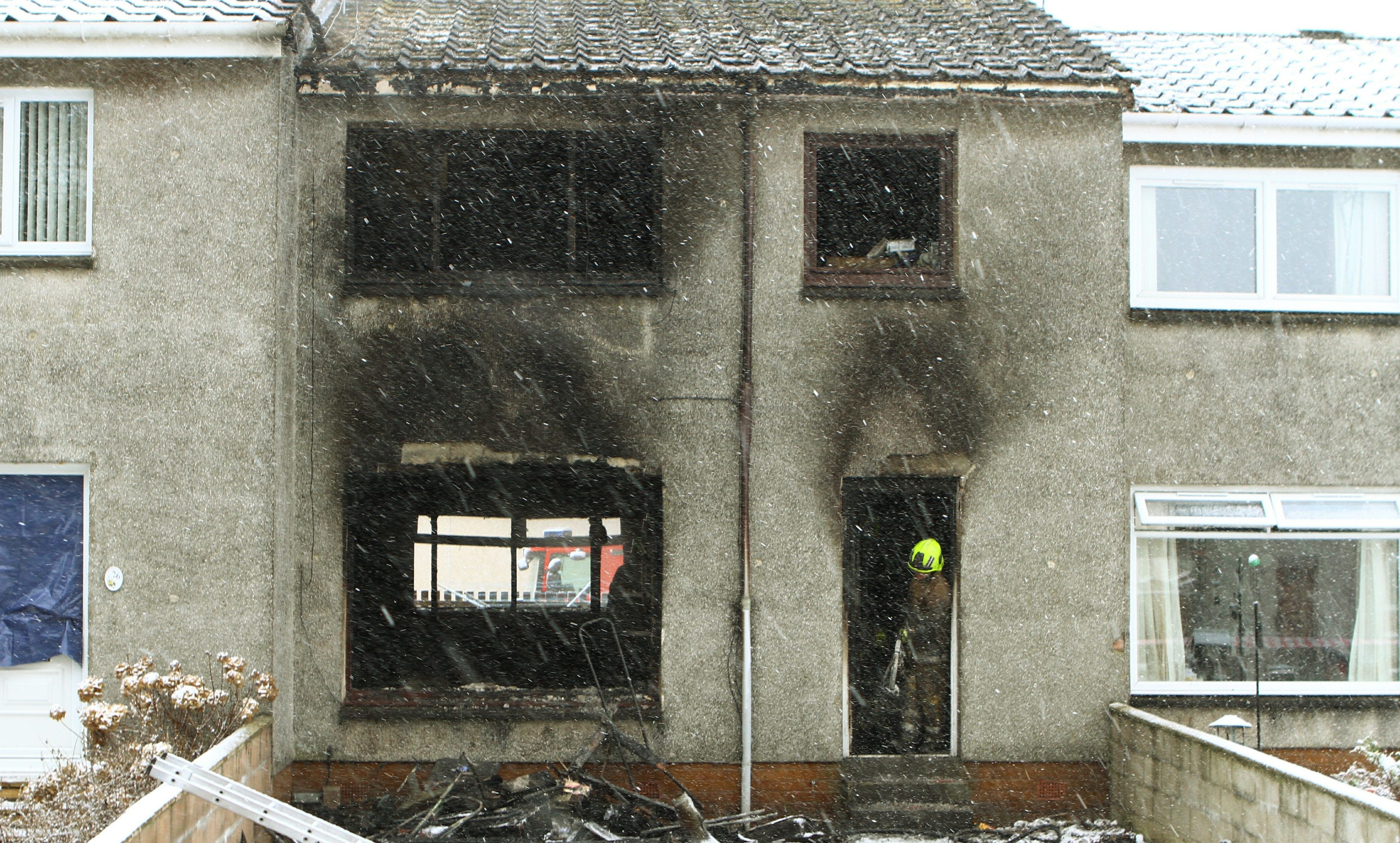 The scene of the house fire in Melfort Place in Dundee