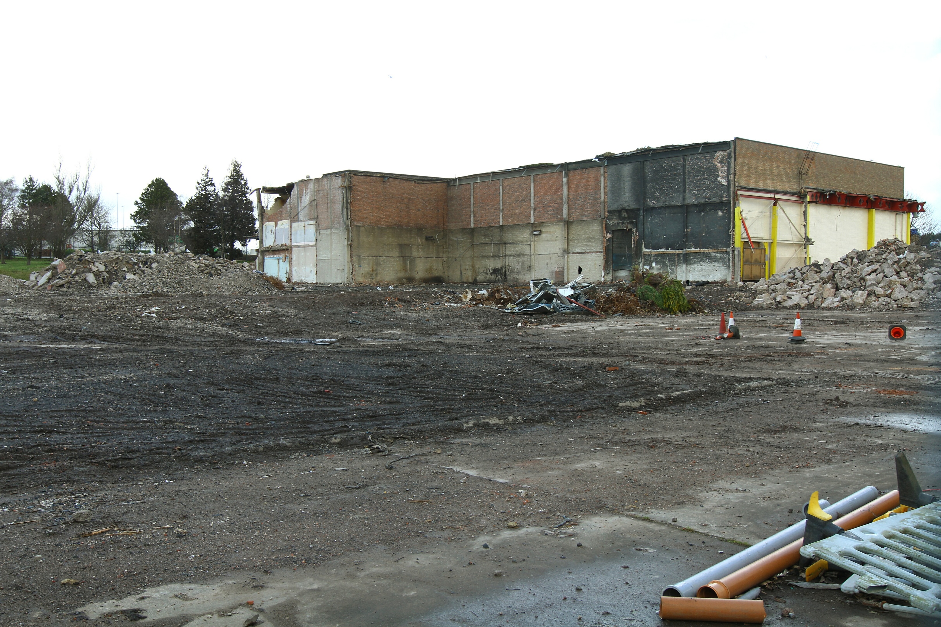 The partially demolished former Stewarts Cream Of The Barley factory at Kingsway East in Dundee.