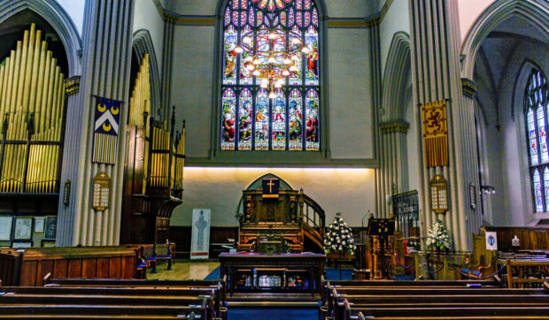 The tomb of Robert the Bruce at the Abbey pulpit.