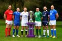 The captains of the NatWest 6 Nations Championship for 2018 with the trophy.