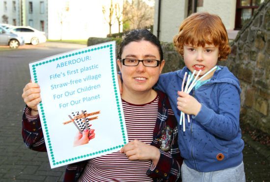 Jamie with his mum Morgana  during the straw campaign.