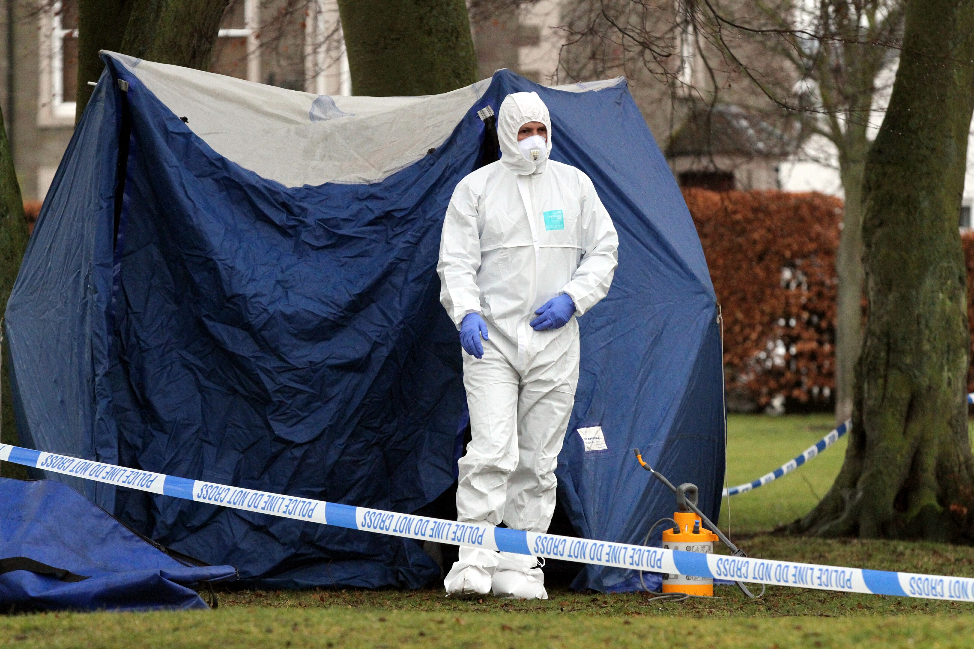 Forensic specialists at the scene in Orchar Park, Broughty Ferry