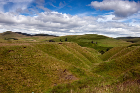 The Glenquey area, near Glenqeut Reservoir, in better weather. It is a popular walking route.