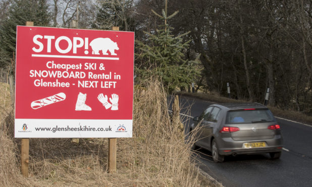 One of three signs erected on the road to Glenshee.