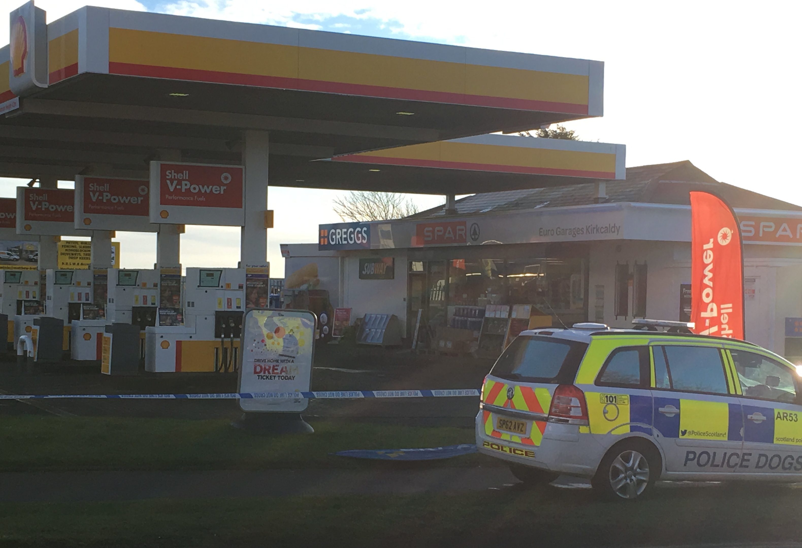 The scene at the Shell garage on Hendry Road.