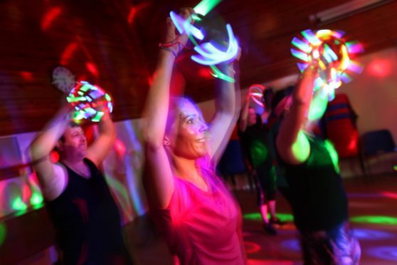 Gayle and others taking part in Clubbercise.