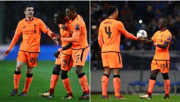 Andy Robertson claimed the match ball for team mate Sadio Mane after the clash with FC Porto