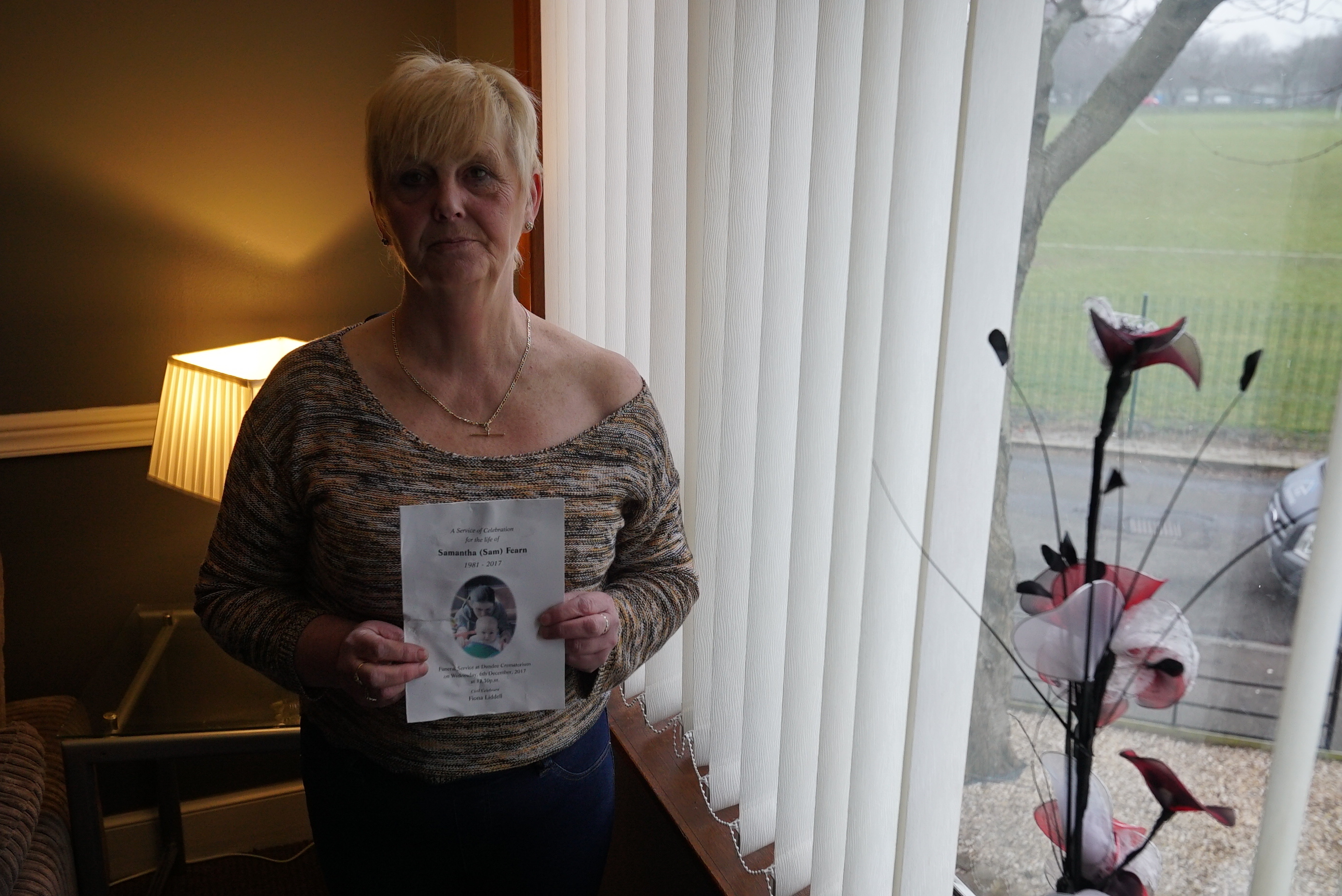 Liz Johnston, mother of Samantha Fearn, who featured in Monday's programme.