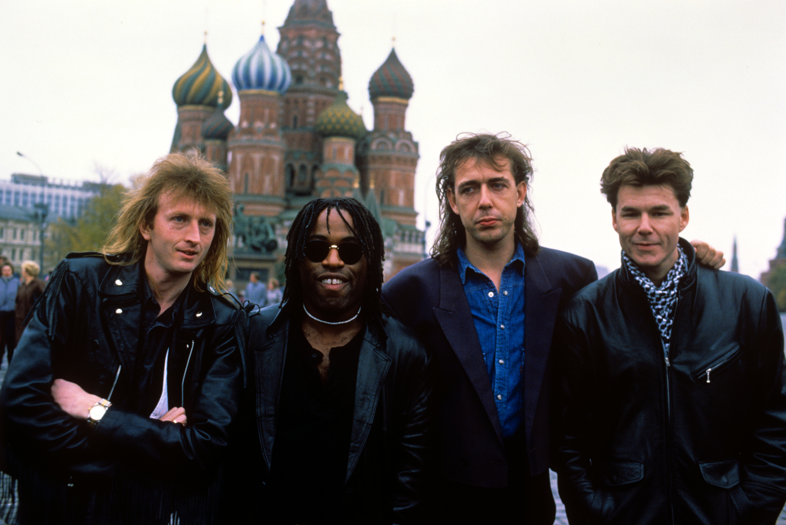 The classic Big Country line-up in Moscow  for a concert in 1988. From left, Bruce Watson, Tony Butler, Mark Brzezicki and Stuart Adamson.