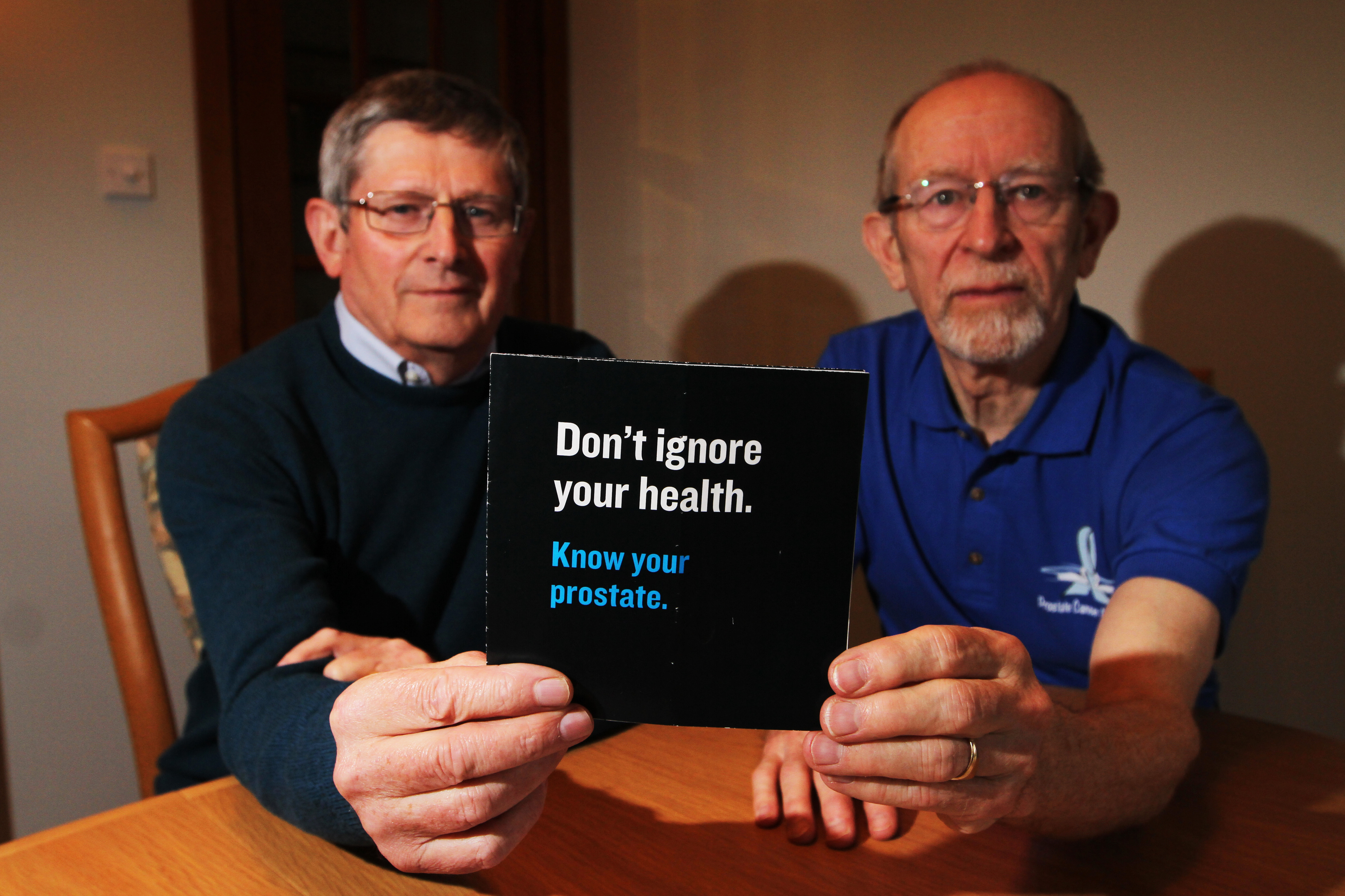 Cupar men Peter Manson, right, and Douglas Provan have both undergone treatment for prostate cancer and are calling for screening to be improved following recent stats that show more men die of prostate cancer than women do of breast cancer.