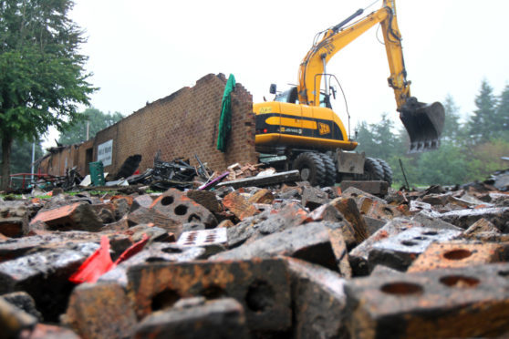 The Mill O'Mains pavilion had to be  demolished following a fire.