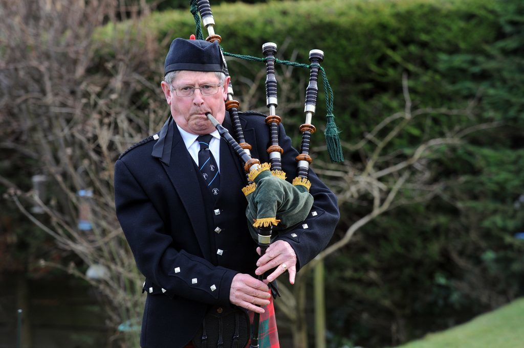 Douglas Provan practices in his back garden in Cupar