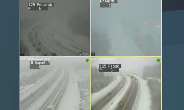 Snow on the M77 this morning.