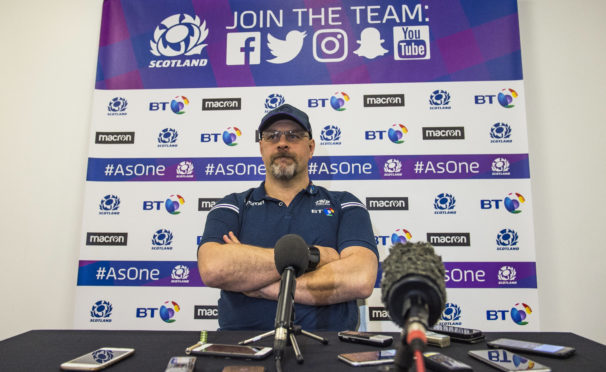 Scotland coach Dan McFarland speaks to the press at Oriam.