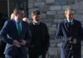 Roy Keane (centre) and Martin O'Neill (right) arrive for the funeral of former Celtic and Manchester United footballer Liam Miller.