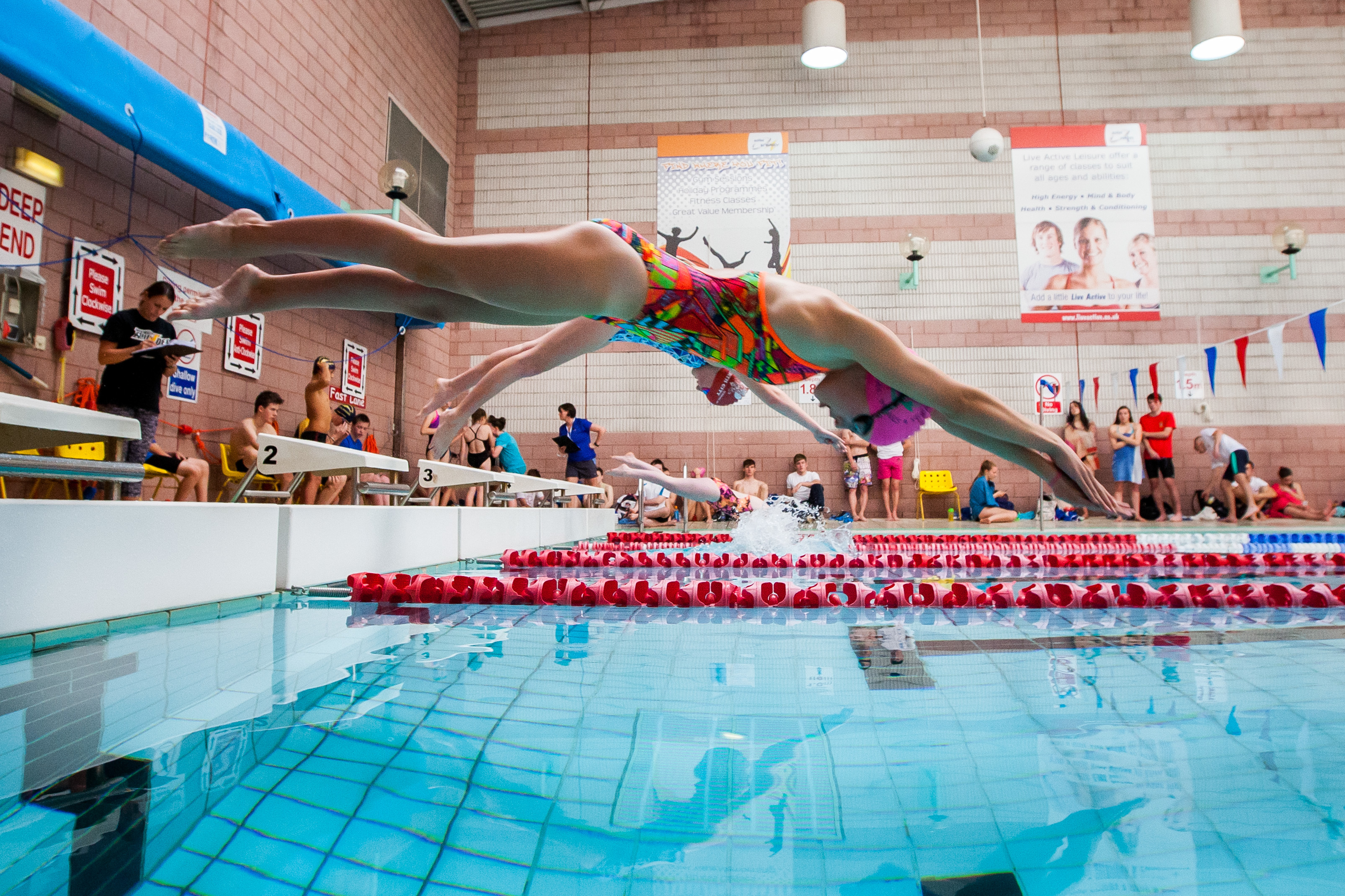 Young swimmers in action.