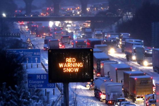 Gridlock on the M80 near Glasgow.