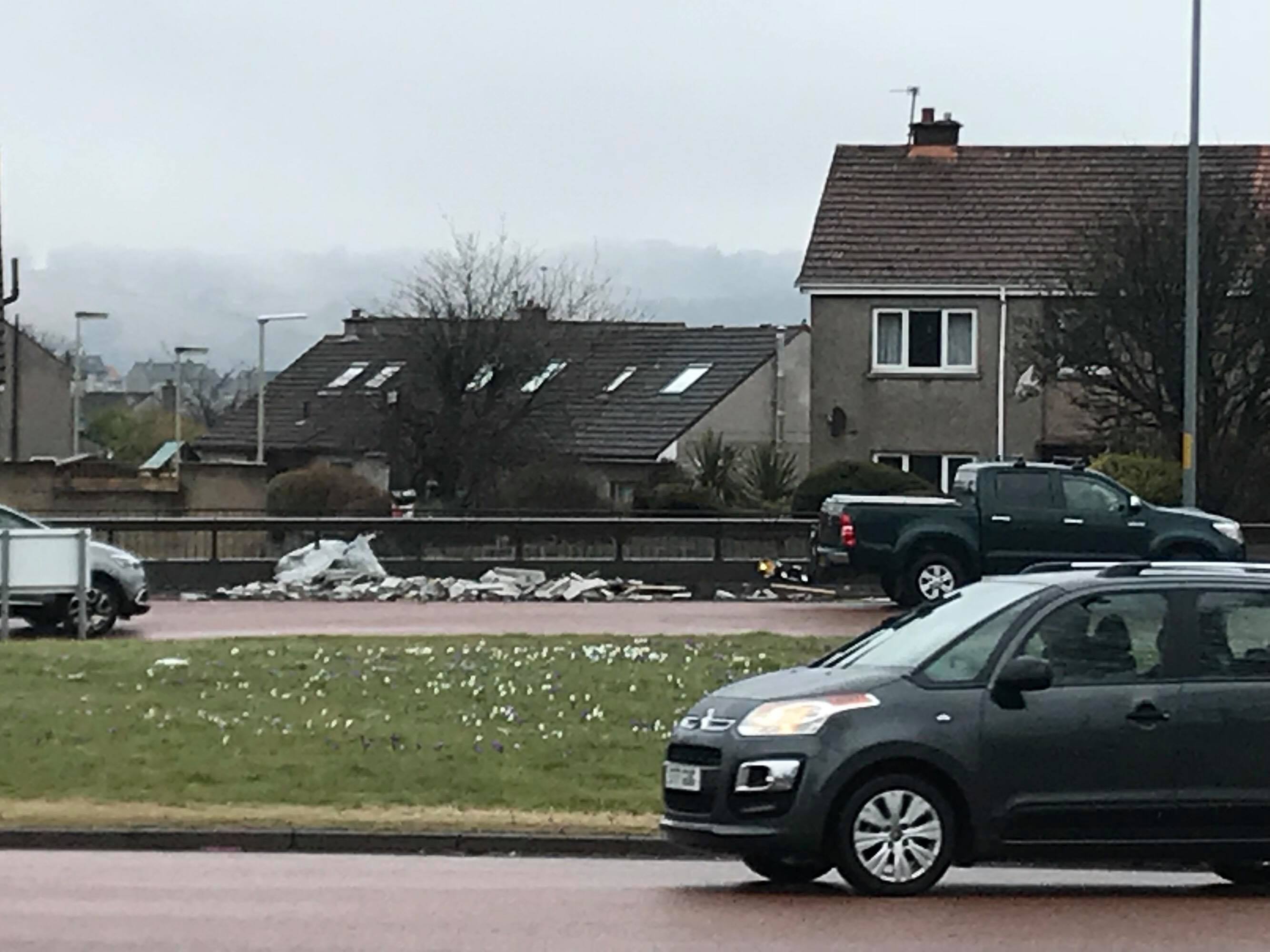 The scene at the Strathmartine Roundabout