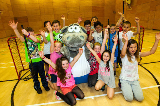 Primary children from Kirkcaldy North Primary School were trying out their hockey skills alongside mascot 'Archie' the Hippo on the 2nd anniversary of Kirkcaldy Leisure Centre's opening. But the sports hall has now come under the spotlight over the choice of flooring chosen.