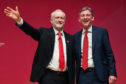 Labour UK leader Jeremy Corbyn with Scottish leader Richard at the Caird Hall in Dundee at the 2018 conference.