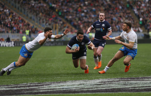 Sean Maitland scores to launch Scotland's comeback in Rome.