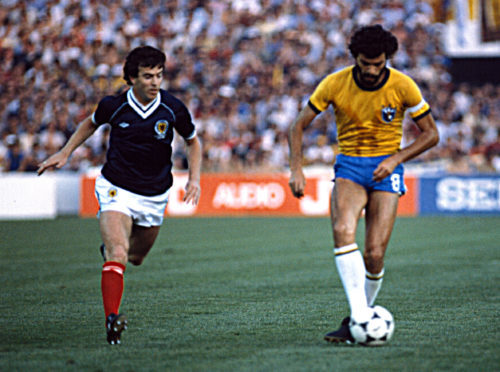 There are no pictures of the philosopher on file, so here is the Brazilian one in action against Scotland in the 1982 World Cup.