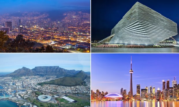 Medellin (top left), V&A Dundee (top right, Cape Town (bottom left) and Toronto (bottom right).