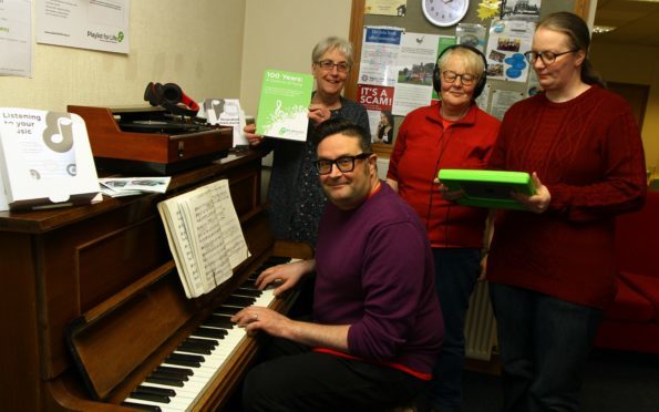 Kirrie Connections project co-ordinator Graham Galloway with (from left) Evelyn Bennett, Carla May and Pamela May at the Playlist for Life launch.