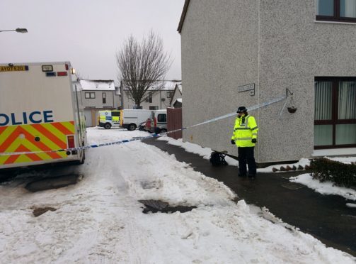 Police in Alyth after the death of John Donnachy.