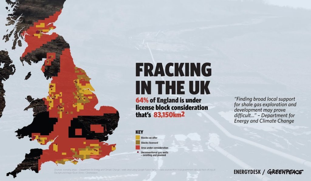 Map of potential fracking sites in UK