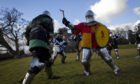 Members of the Scottish Knight League, in training at Scone Palace, as they will be competing at the International Medievel Combat Federation World Championships at Scone Palace in May this year.