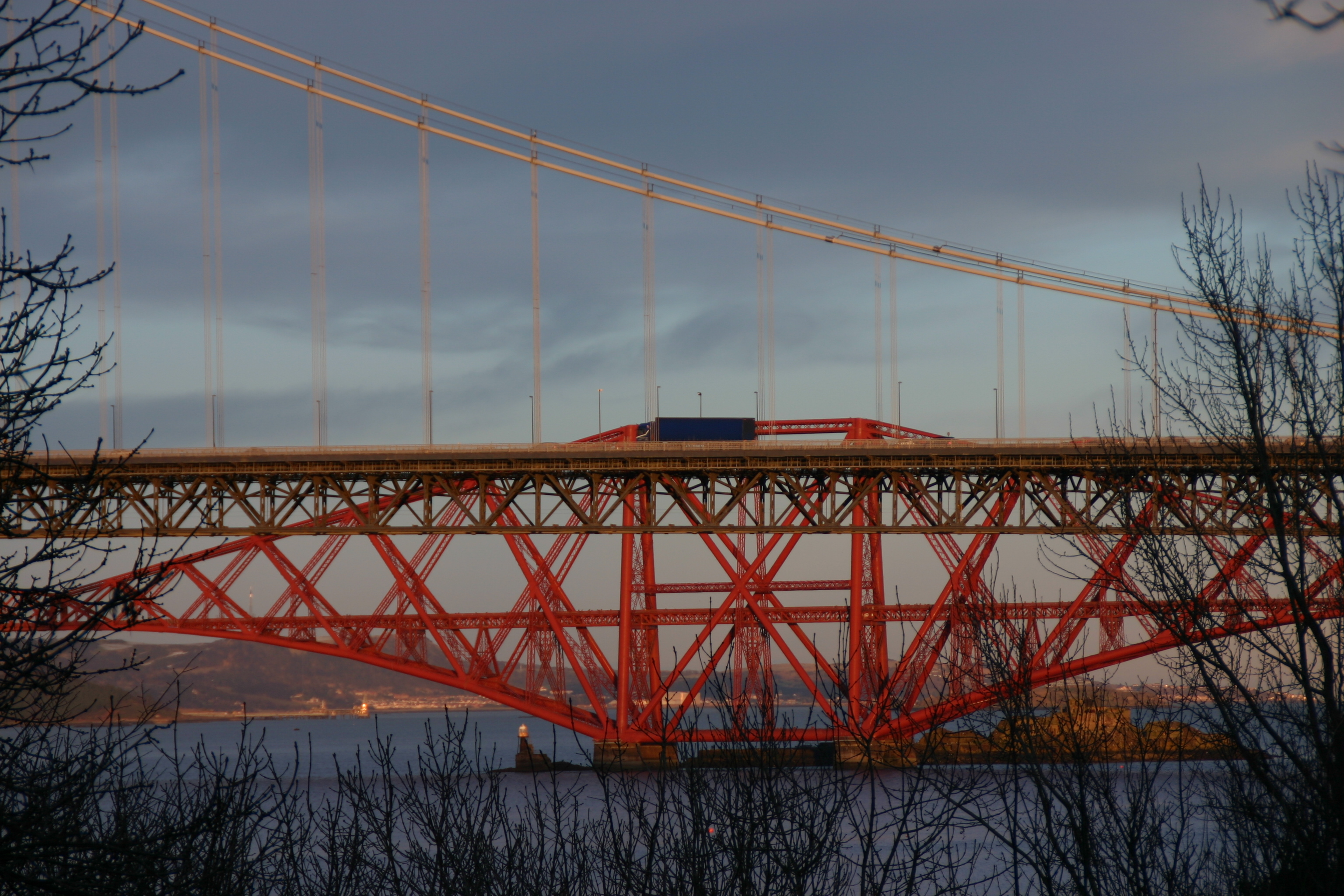 The Forth Bridge and Forth Road Bridge at South Queensferry, iconic sites indeed.