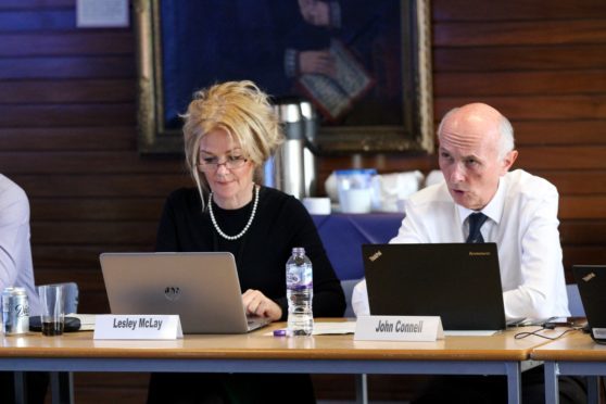 NHS Tayside chief executive Lesley McLay and chairman John Connell.