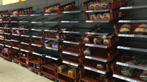 Short supplies of bread in Tesco, Perth city centre