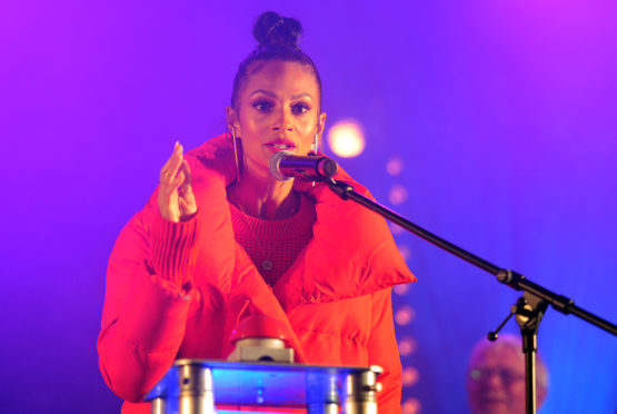 Alesha Dixon at the Perth Christmas lights switch-on in 2017.