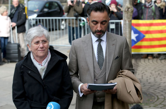 Former Catalan Minister Professor Clara Ponsati who is facing extradition to Spain attends Edinburgh police station with her lawyer Aamer Anwar.