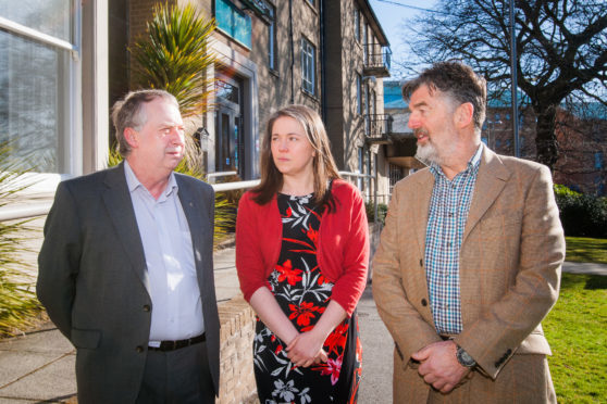 Councillor Ken Lynn, Aileen Campbell MSP and Dr Drew Walker (l-r)