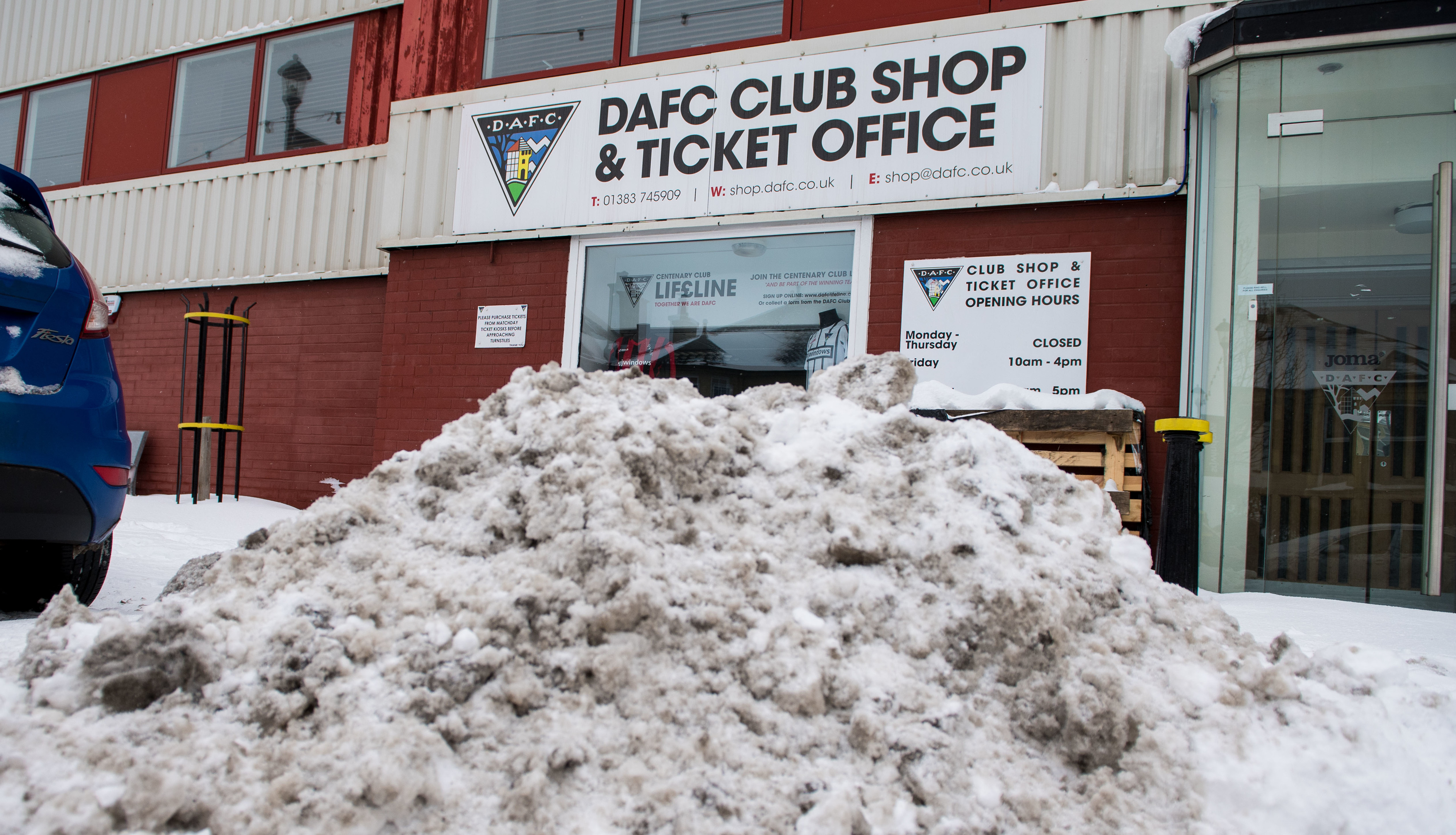 The view outside East End Park during the recent wintry spell.